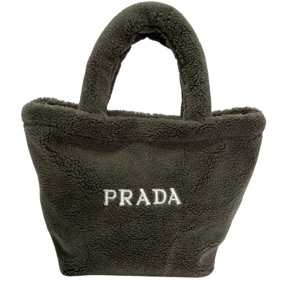 Prada Gray Shearling Mini Tote Bag